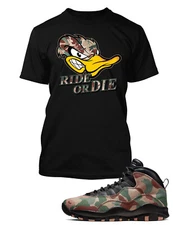 Ride or Die Duck Tee Shirt to Match Air J10 Duck Camo Sneaker Big Tall Small