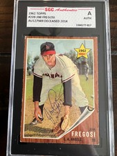 1962 TOPPS JIM FREGOSI #209 ANGELS SIGNED CARD BECKETT AUTHENTIC AUTO VINTAGE