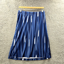 New Established Womens A-line Skirt Size 14 Blue White Stretch Knit Knee Length