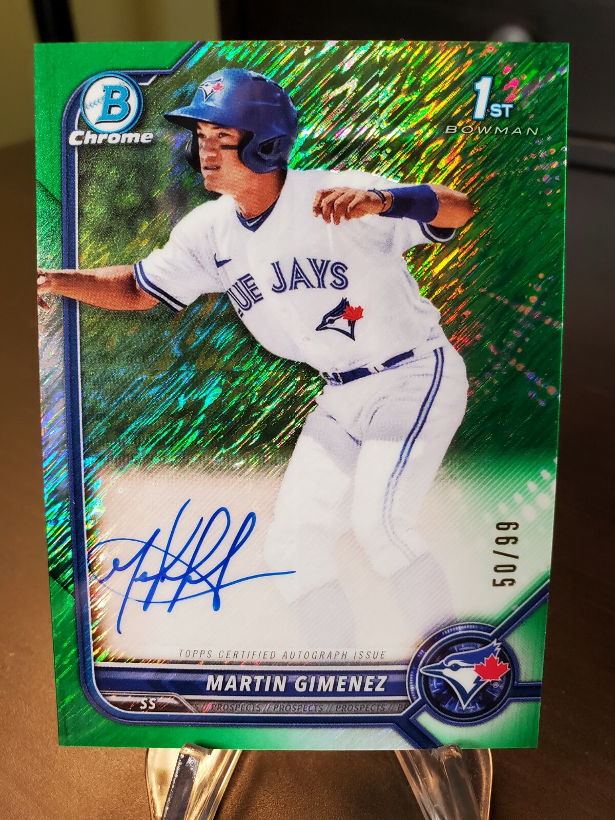 2022 Bowman Martin Gimenez 1st Bowman Chrome Auto Green /99 Blue Jays CPA-MGZ
