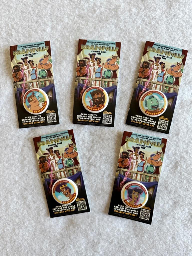 こむぴ 複製サイン入りタペストリー KRAPOPOLIS PIN - Set of 5 SDCC/NYCC 2022 Fox Animation Comic