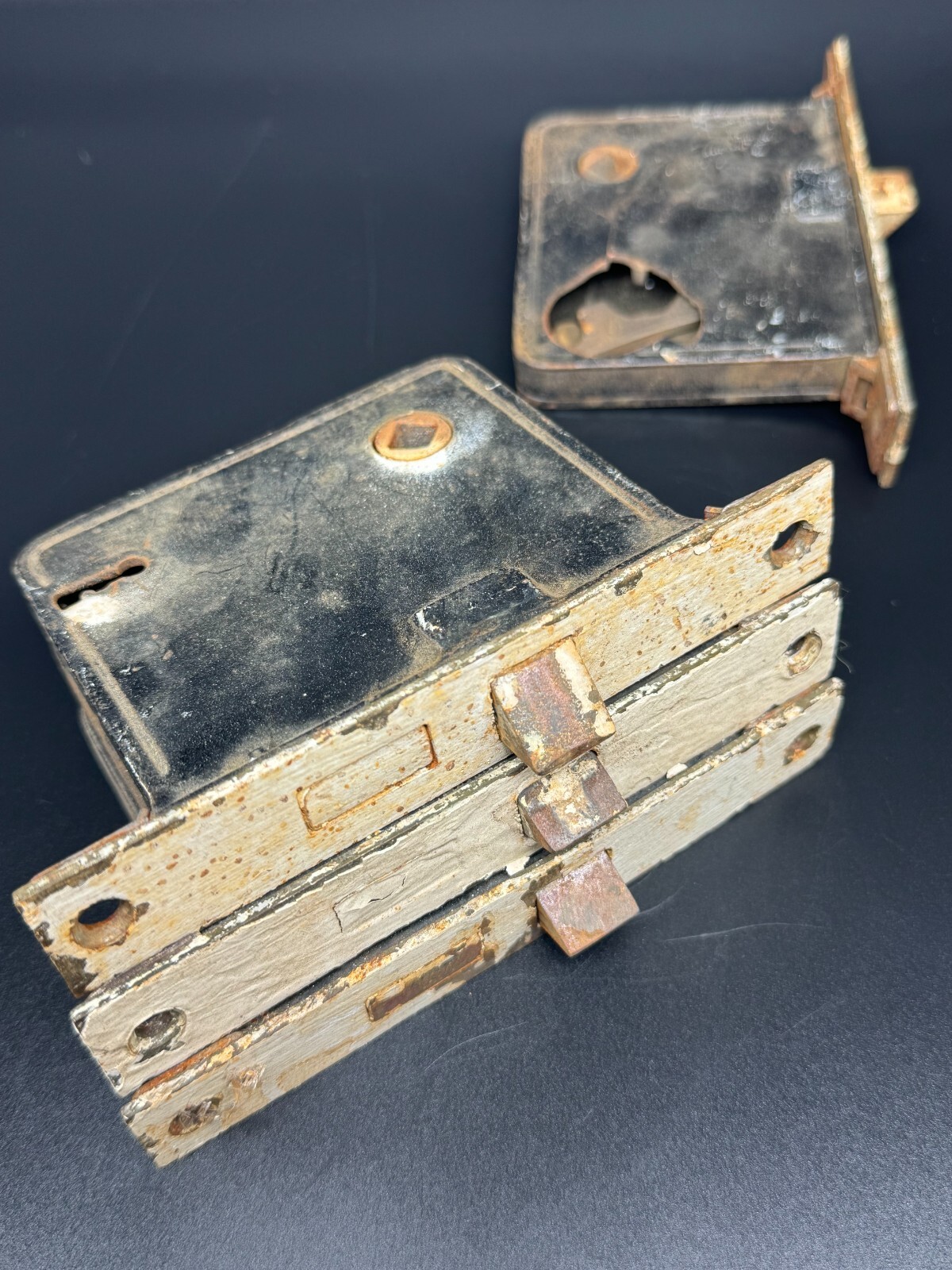 X3 Antique Vintage Door Mortis Latch Lock Mechanism w Skeleton Keyhole Salvage