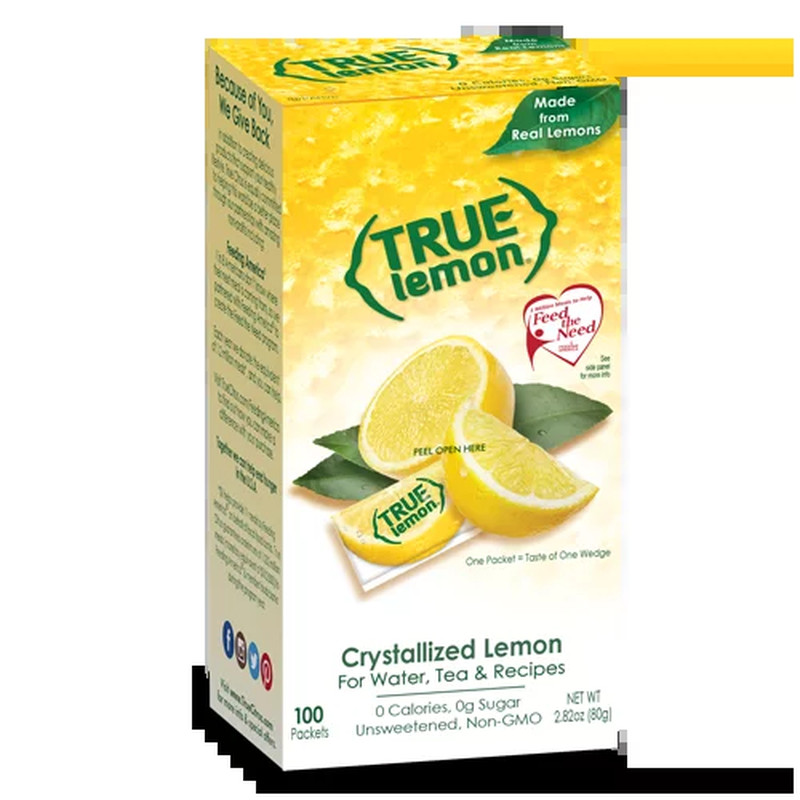 (100 Packets) True Lemon Sugar Free, On-The-Go, Caffeine Fre