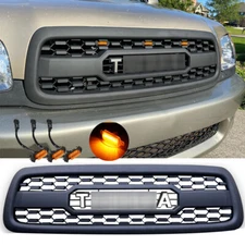 Front Grille For 2001-2004 Sequoia Mesh Grill W/LED Lights Matte Black