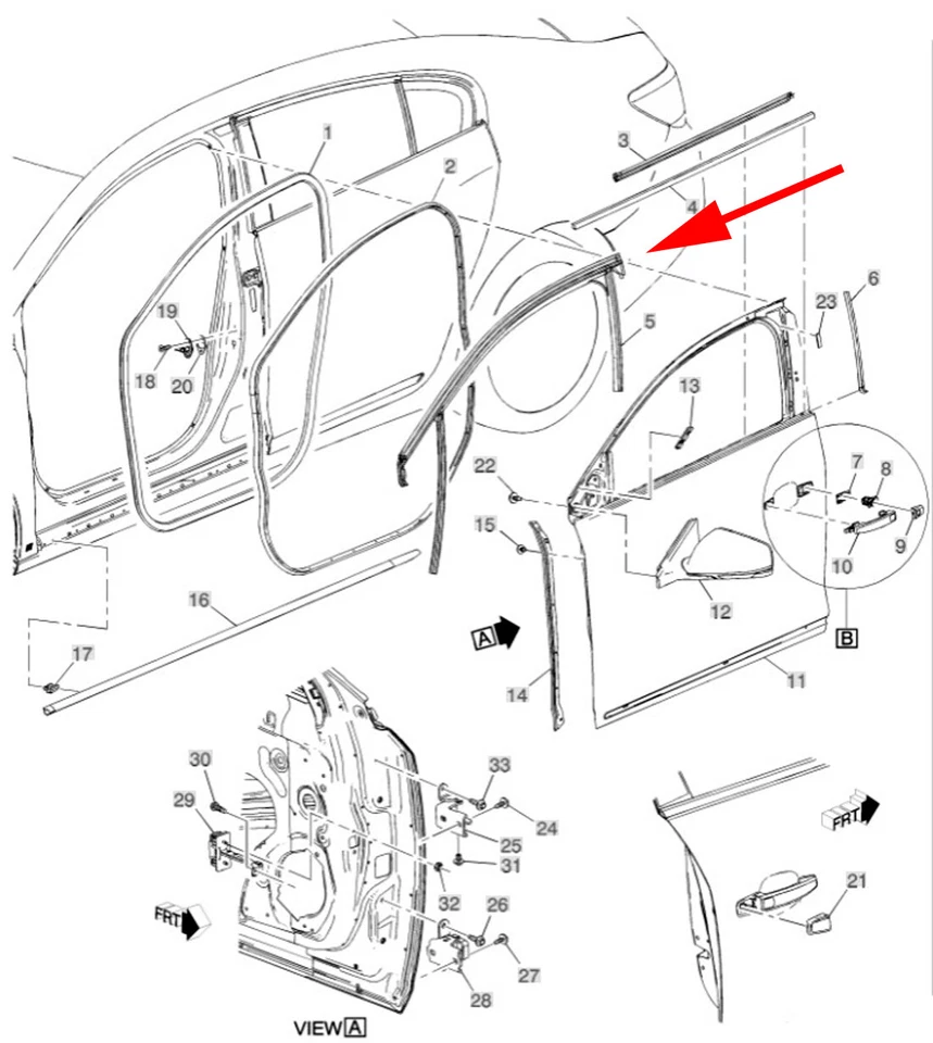 22858766 OEM Front Right Upper Weatherstrip Side Window 2010-2016 Buick LaCrosse - Изображение 3 из 4