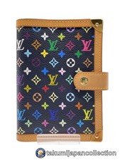 Louis Vuitton Agenda PM Monogram Multicolor Noir Black Leather M-7434