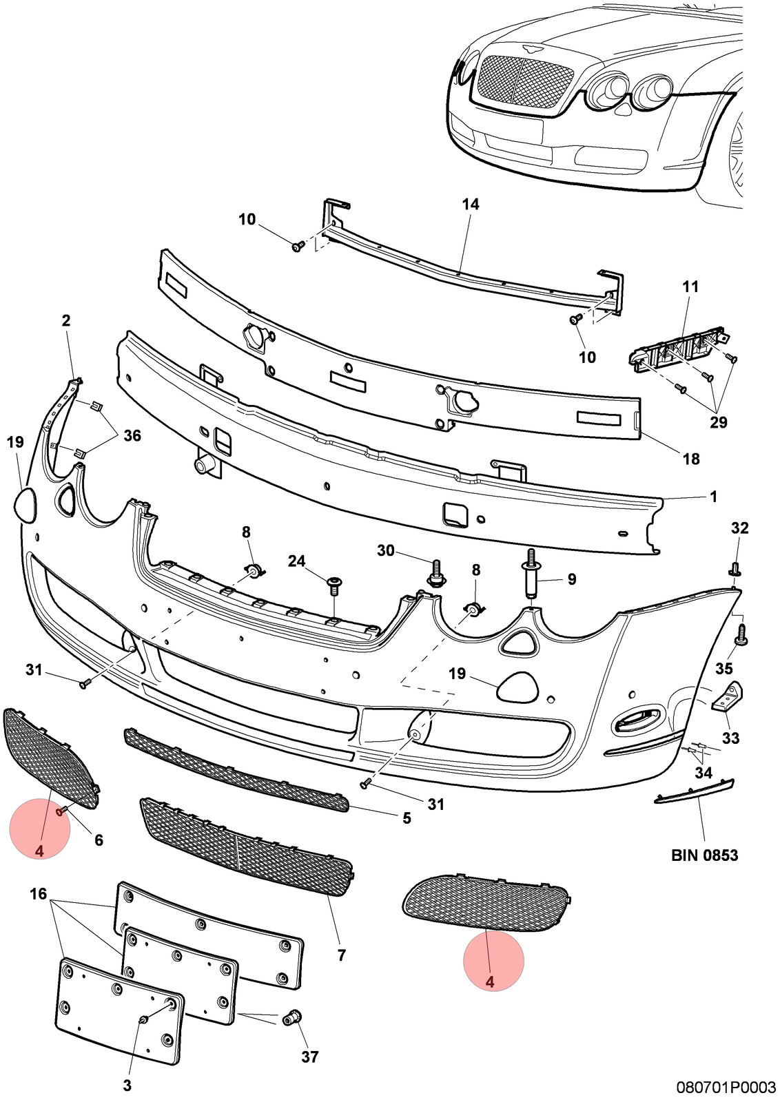 Bentley Continental GT 2007-2011 LEFT Grille