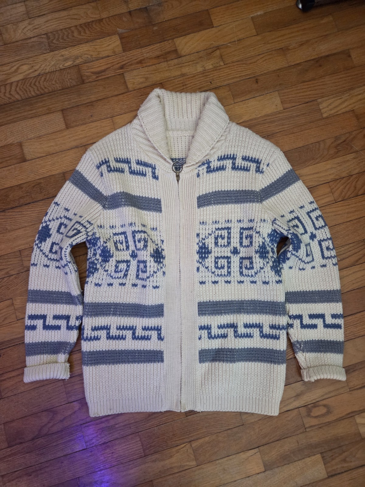 Vintage 80’s Pendleton Aztec Pattern Wool Zip Men… - image 2