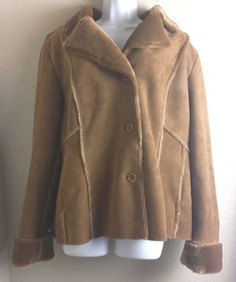 Context Women's Faux Suede/Fur Brown Long Sleeve Jacket Sz 2X