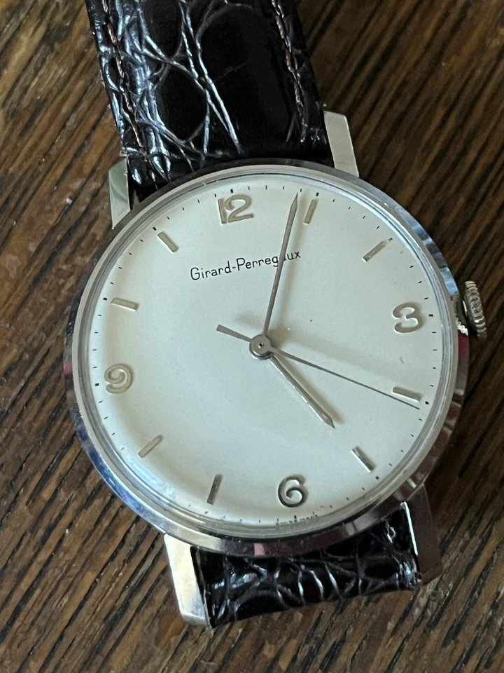 Vintage 1950s Mens Girard Perregaux Stainless Steel Back 34mm Manual Winding - Image 2 of 4