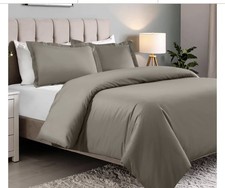Luxury 1000TC 100 Egyptian Cotton Duvet Cover SET - Full/Queen Solid in Taupe