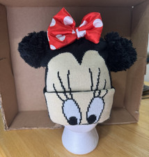 Disney's Minnie Mouse w/ Bow Cuff Beanie Cap With Pom Pom Ears