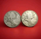 Lot of 2 Canada 🇨🇦 1944-45 .800 Silver Quarters 25c Circulated See pics