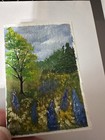 ACEO Art Card Signed Original Water soluble oil 2.5x3.5 pasture greens — photo 2