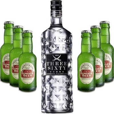Moscow Mule Set - Three Sixty Vodka 0,7l 700ml (37,5% Vol) + 6x Fentimans Ginge