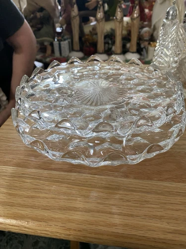 Vintage Fostoria AMERICAN  Clear  Set Of 2 Footed Torte Plates 8” & 7”