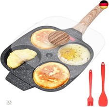 Bobikuke Spiegeleipfanne, Pancake Pfanne mit Deckel 4 Loch Augenpfanne