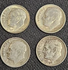 1951 1952 1961 1964 Roosevelt Dime 90 percent Silver. 4 silver dimes