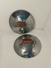Vintage Lot Of 2 1940s Plymouth Sailing Ship Dog Dish Hubcaps
