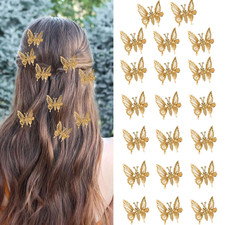 20 Pcs 3D Moving Butterfly Hair Clips, Metal Golden Moving Wings Butterfly Hair