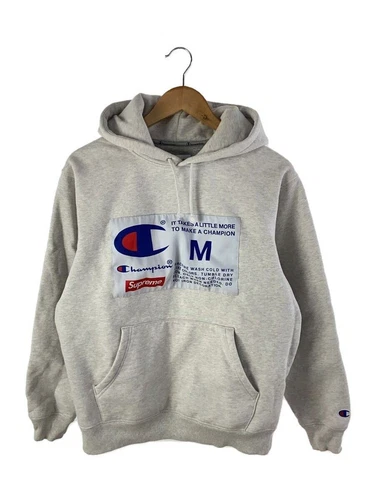 Felpa Supreme con cappuccio 18FW LABEL M cotone grigio tinta unita usata
