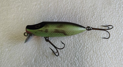 Esca da pesca vintage zampa zampa verde con strisce nere giù schiena Master Wiggler - Foto 2 di 6