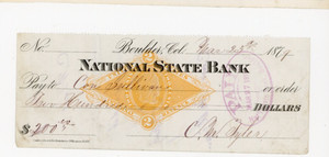 1879.  Boulder, Colorado. National State Bank.  RN-G1