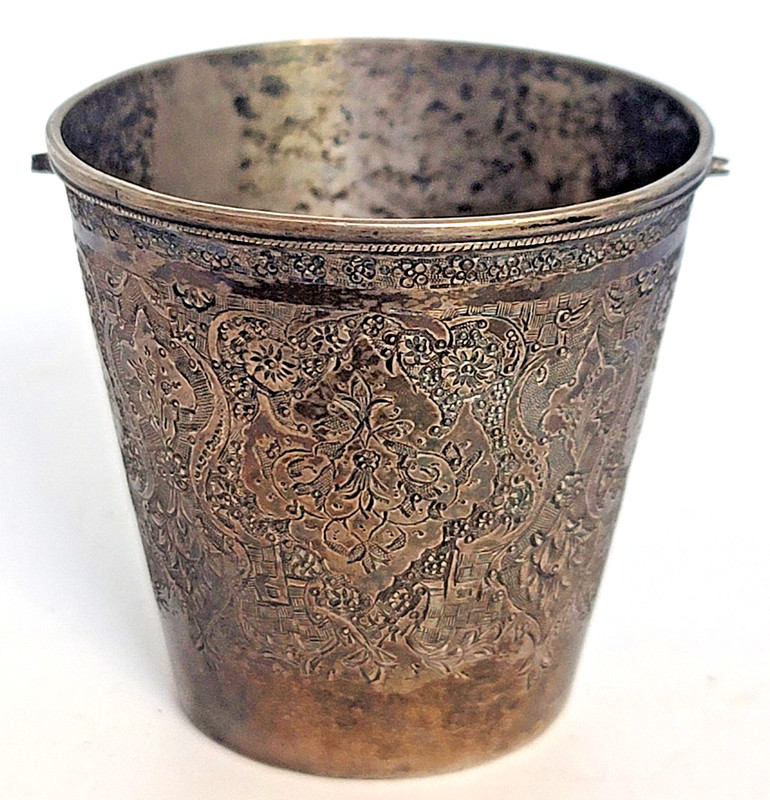 Antique Russian Imperial Silver 84 Repousse Pail Bucket Floral Hallmarked  CB35