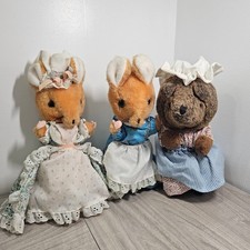 Vintage Eden 3 Plush SET LOT Beatrix Potter Mouse Hedgehog story telling time