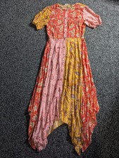 Zara Patchwork Dress Size Small Red Floral Handkerchief Hem Maxi Blogger Fave