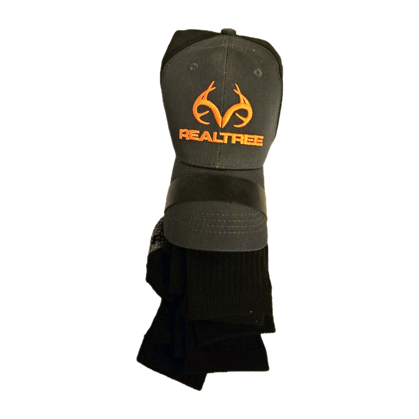 Realtree Men's Outdoor Crew Socks 4 pairs size 10-13, 1 Gray/Blk Baseball Cap