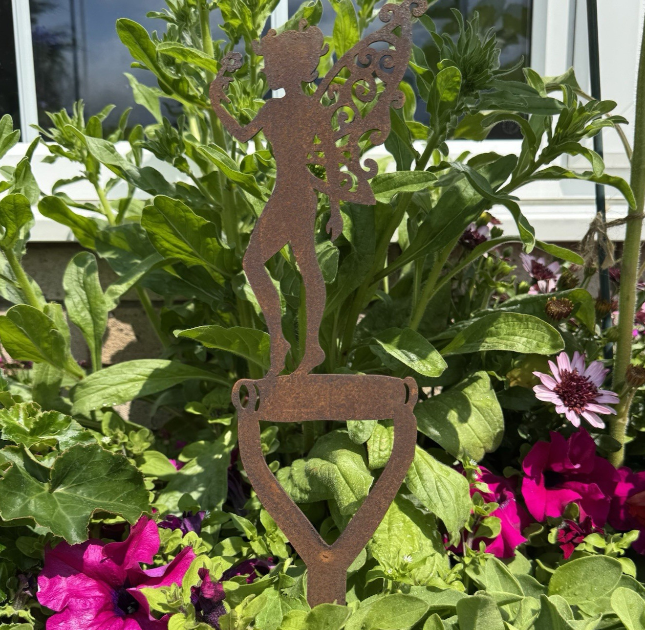 Garden Decoration of a Fairy on a Spade handle. Made in the U.K. Fast Delivery