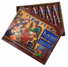 Pack of 24 Kaveri Natural Mehndi Henna Cones Temporary Tattoo Art Designs Brown