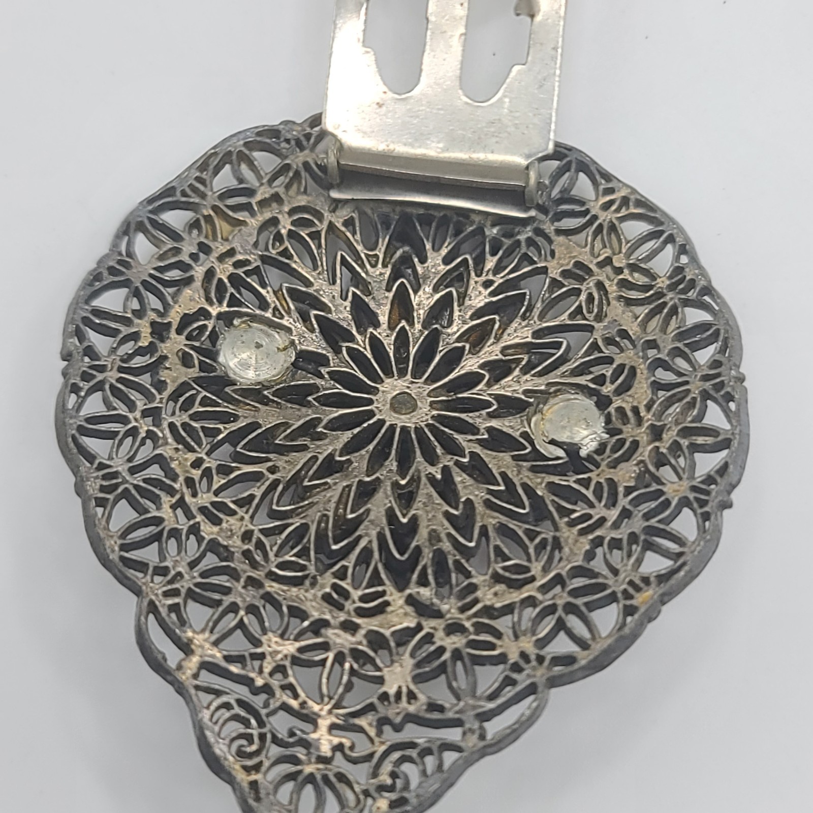 Vintage Rhinestone Dress Clip Pastel Blue Pink Silver Tone