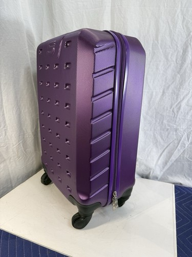 Skechers Purple Hardside Carry-On Suitcase 21” Rolling Spinner Luggage Metallic