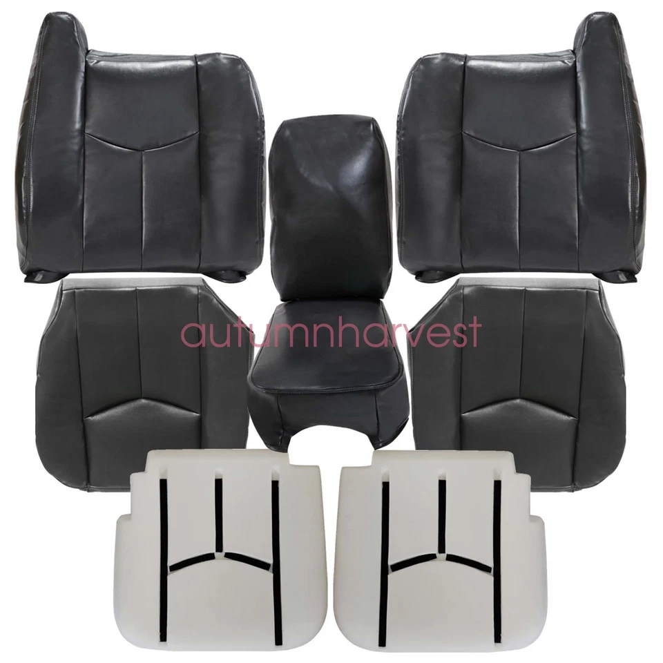 Cubierta de asiento de cuero de repuesto delantera/gris espuma para Chevy Silverado 2003-2006 Foto 2 de 4