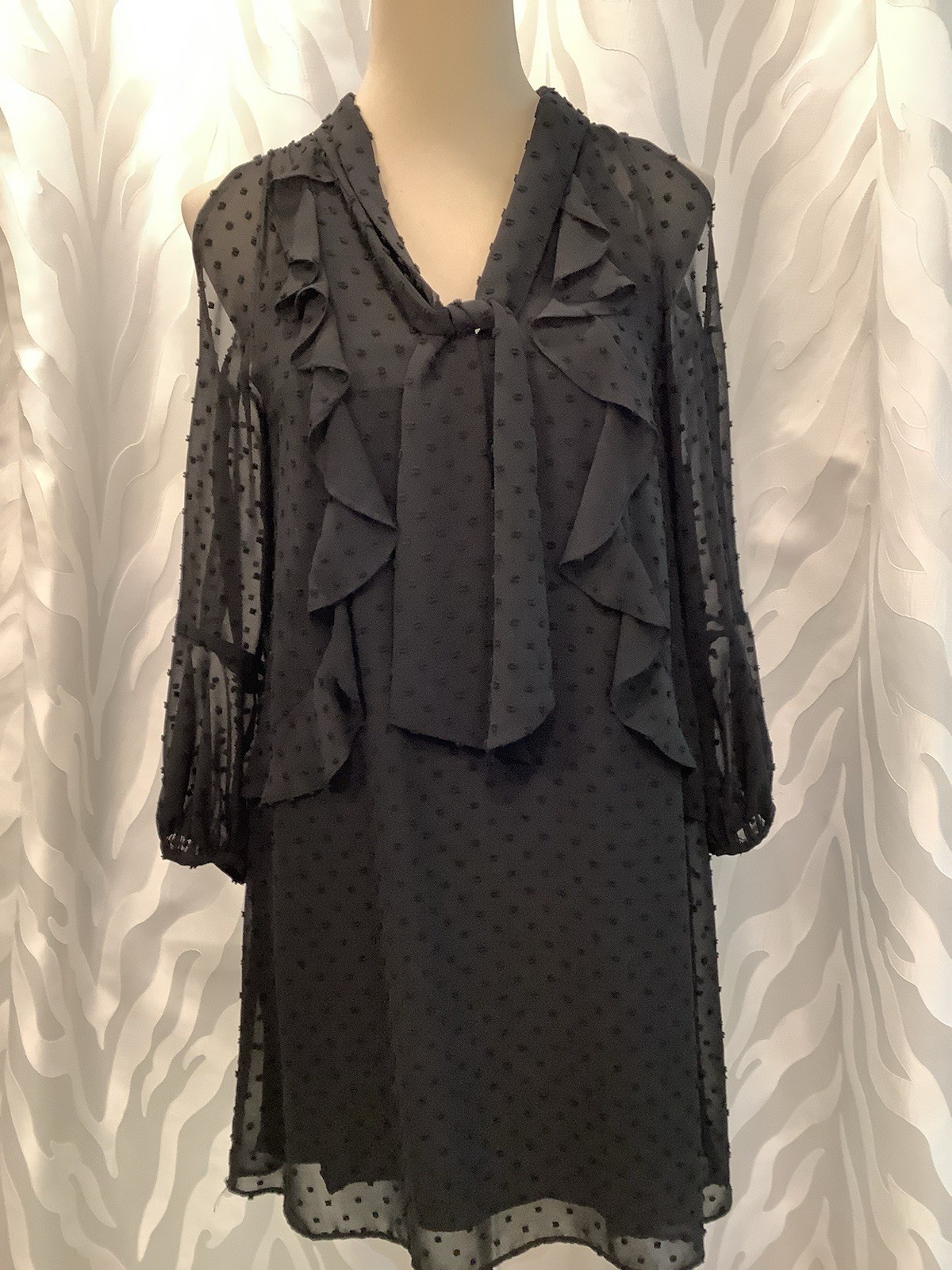 Zara Basic Collection Sheer Black Lined French Do… - image 6