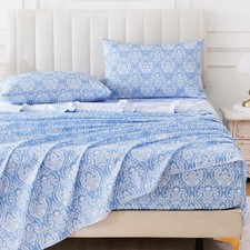 King Size Paisley Printed Sheet Set,4 Pieces Boho Style Breathable Soft Micro...