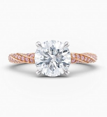 2,50 kt IGI Lab Grown Fancy Vivid Pink Diamant Ring Rundschliff 14 kt mehrfar...