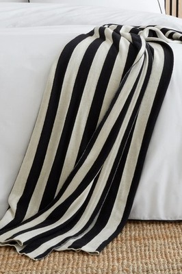 Stil Schwestern Strick Streifen Überwurf Weiche Baumwolle Sofa Bett Decke Schwarz & Weiß