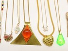 VTG Necklace Pendant Lot Enamel Semi Gemstones Beaded Mixed Lot Gold Tone D5987 — photo 10