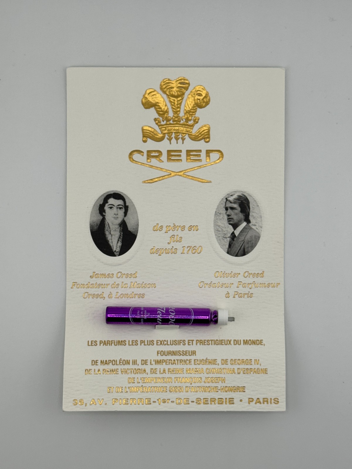 Creed – 2000 Fleurs EDP Sample (2ml Official Carded w/Rare Purple Vial)