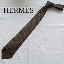 Hermes Tie Green Equestrian Pattern Silk Made in France