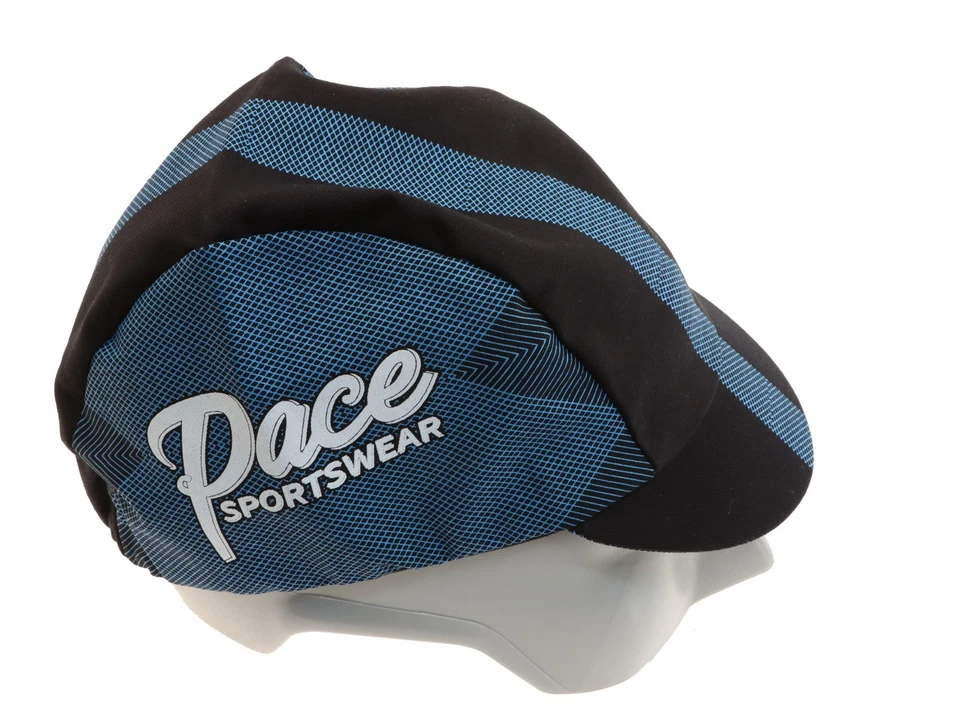 Gorra de Ciclismo Pace Raya Azul 100% Algodón Sarga Azul/Negro Hecha en EE. UU. NUEVA Foto 2 de 4