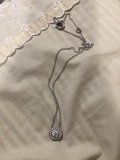 Judith Ripka Necklace Sterling Silver and CZ Halo Set Pendant 20 Inches