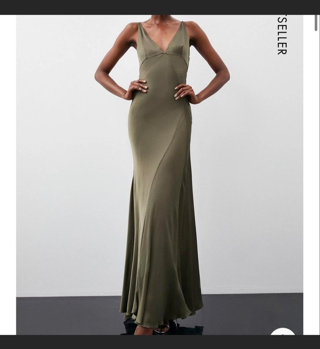 Karen Millen UK 8 Khaki Satin A-Line Dress for Elegant Events image 2