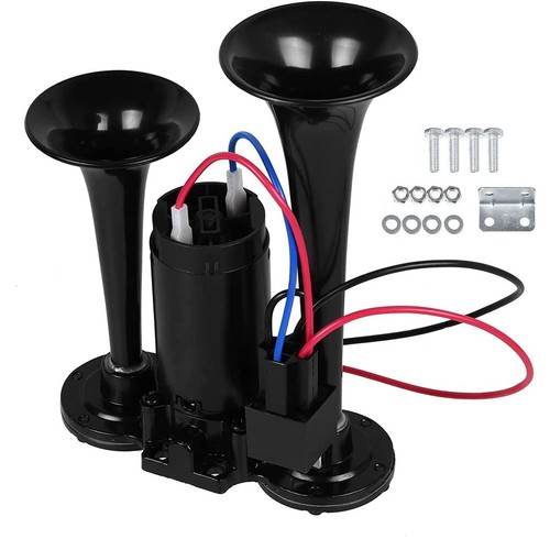 Air Horns Kit with Compressor 12V Car Horns Loud Truck Horn Dual Trumpet for ...
