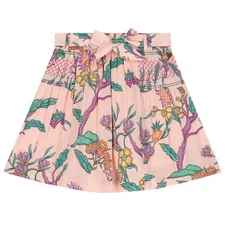 Scotch & Soda Girls Pink Floral Skirt Smocked Belted Pull On Organic Cotton 10