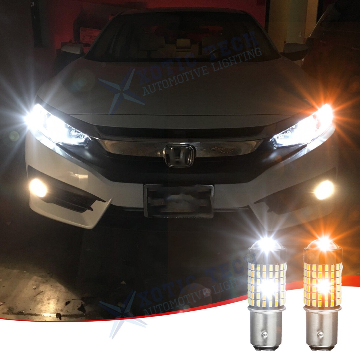 Switchback LED Front Turn Signal Light Bulbs for Honda Accord