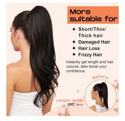 SEIKEA Versatile Drawstring Ponytail Extension, 26" Long - Picture 6 of 8
